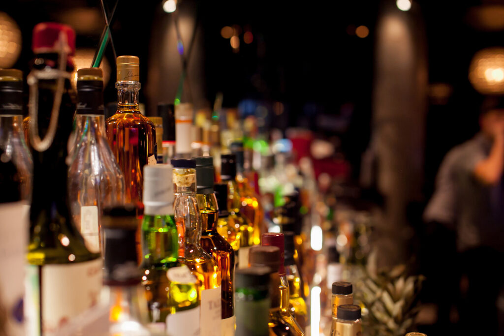 A bunch of bottles are on the table