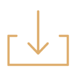 A gold arrow pointing down in the middle of a black background.