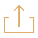 A gold colored arrow pointing up in the air.