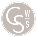 A brown circle with the letters s and w in it.